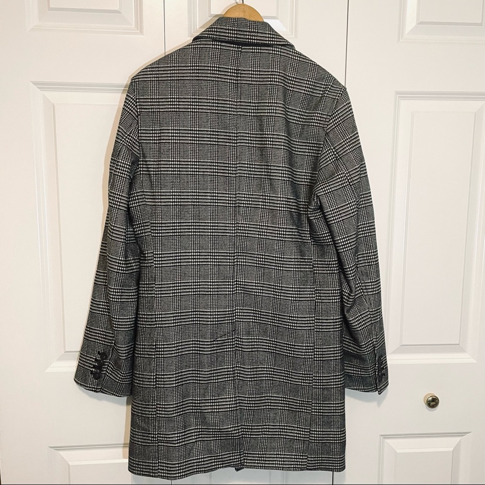 INC Glen Plaid Pea Coat Black White Embellished Small Rose Embroidery - Picture 3 of 12